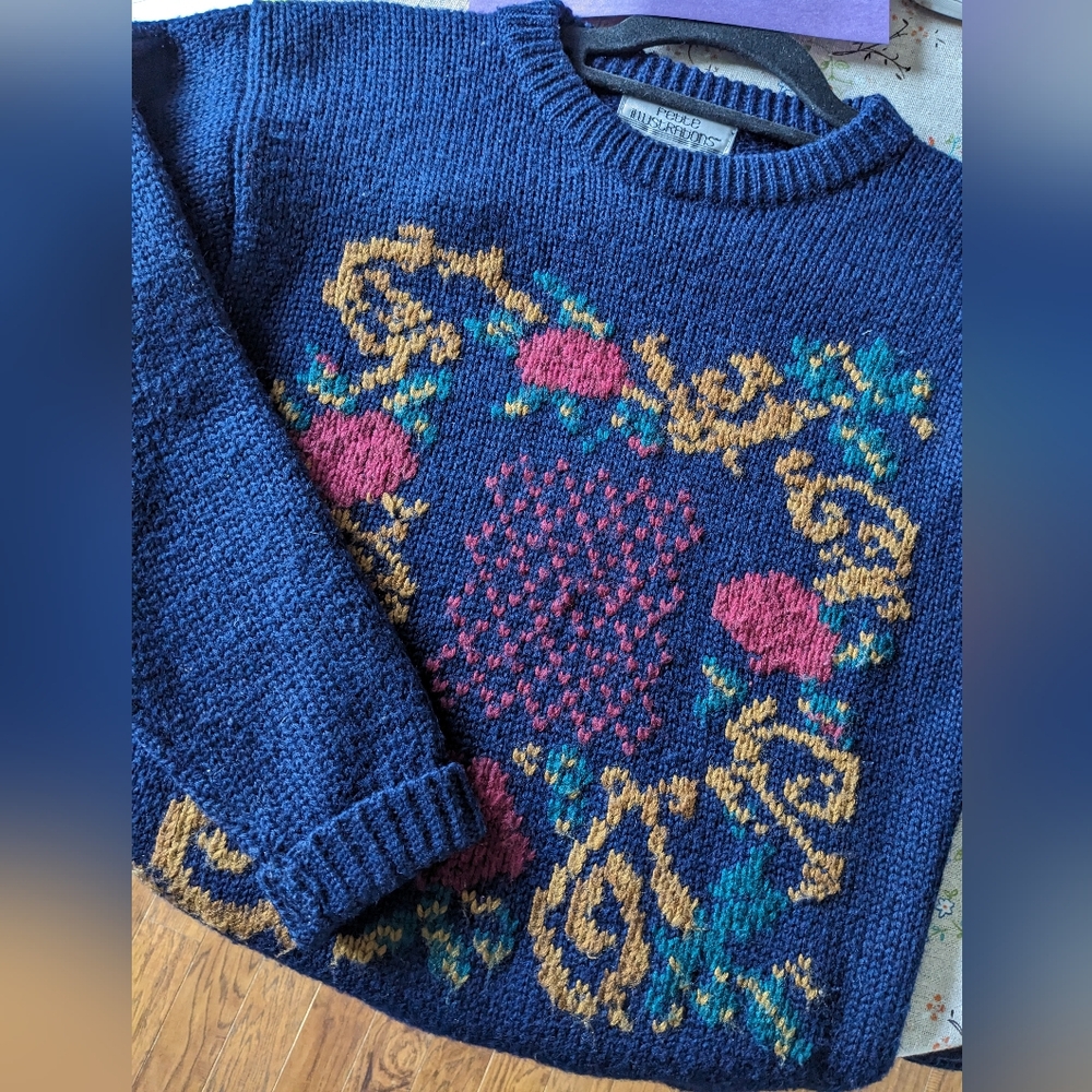 Vintage Embroidered Wool Blend Sweater